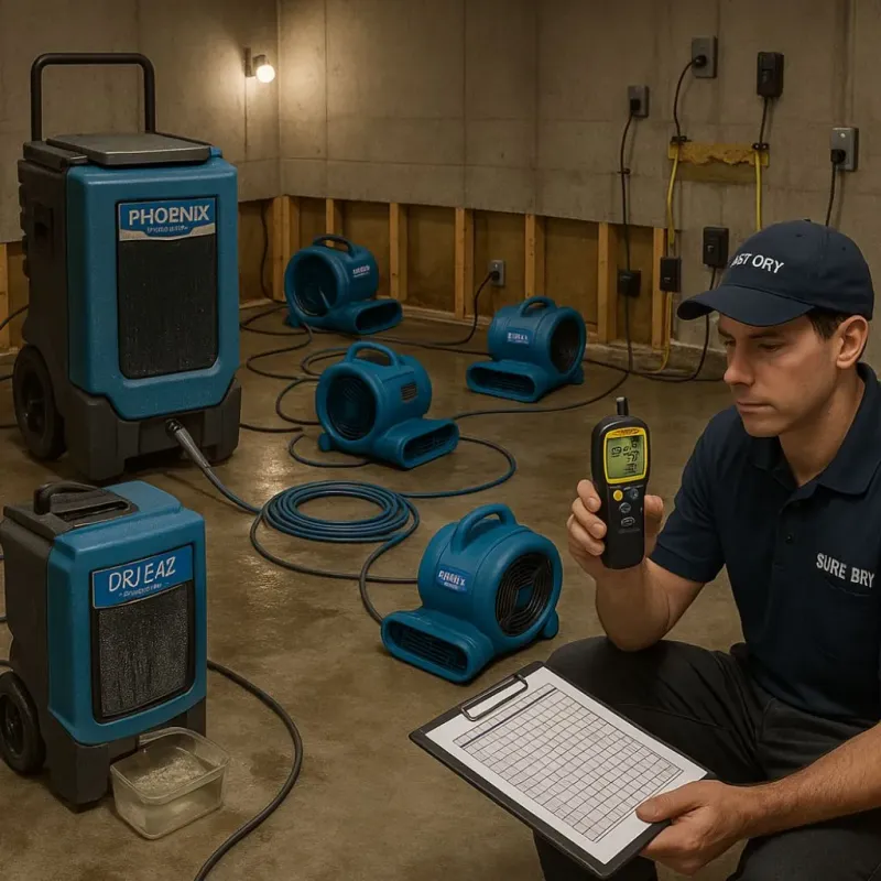 Structural Drying and Dehumidification process in Red Oak, TX